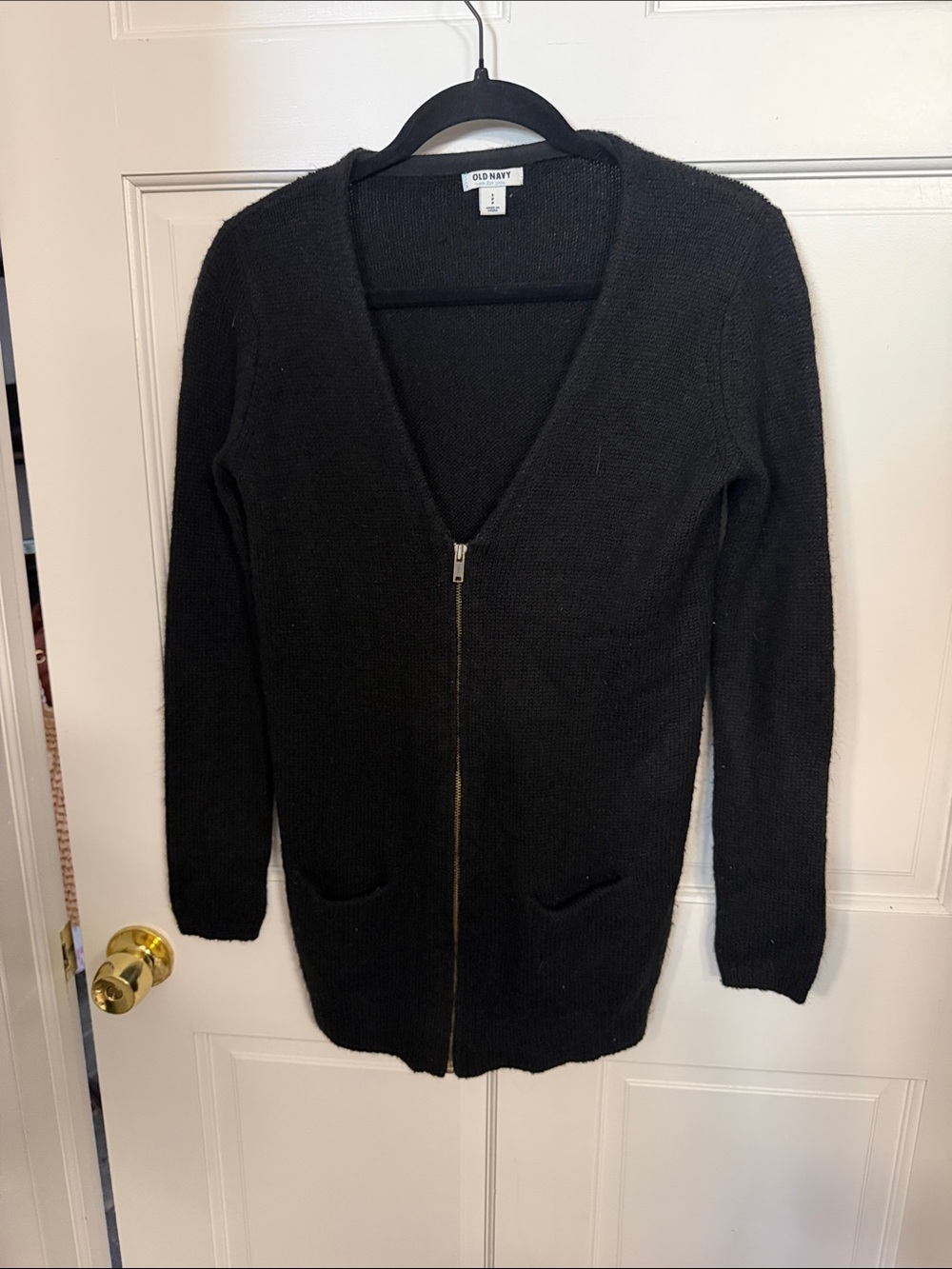 Old Navy Black Zip-Front Long Cardigan Sweater